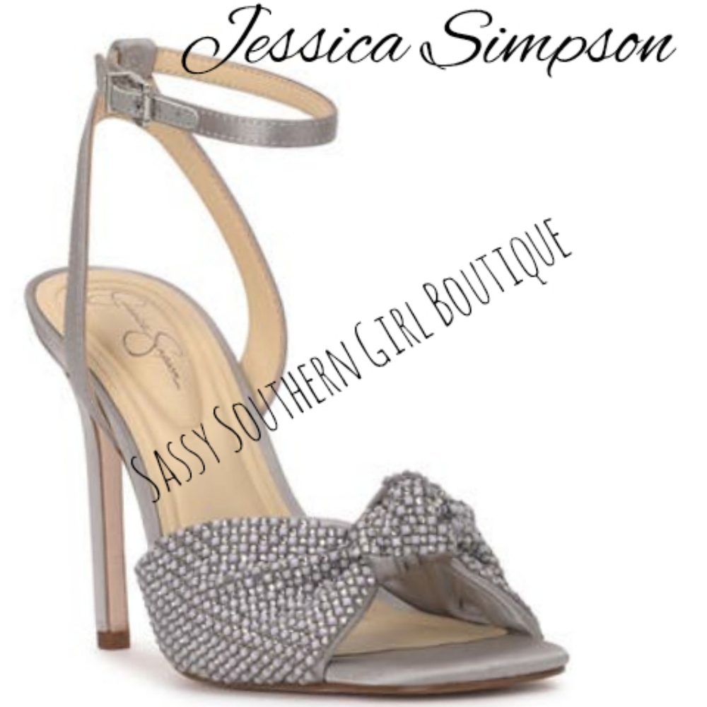 🆕⭐ Jessica Simpson Pewter Rhinestone Sandal Heels